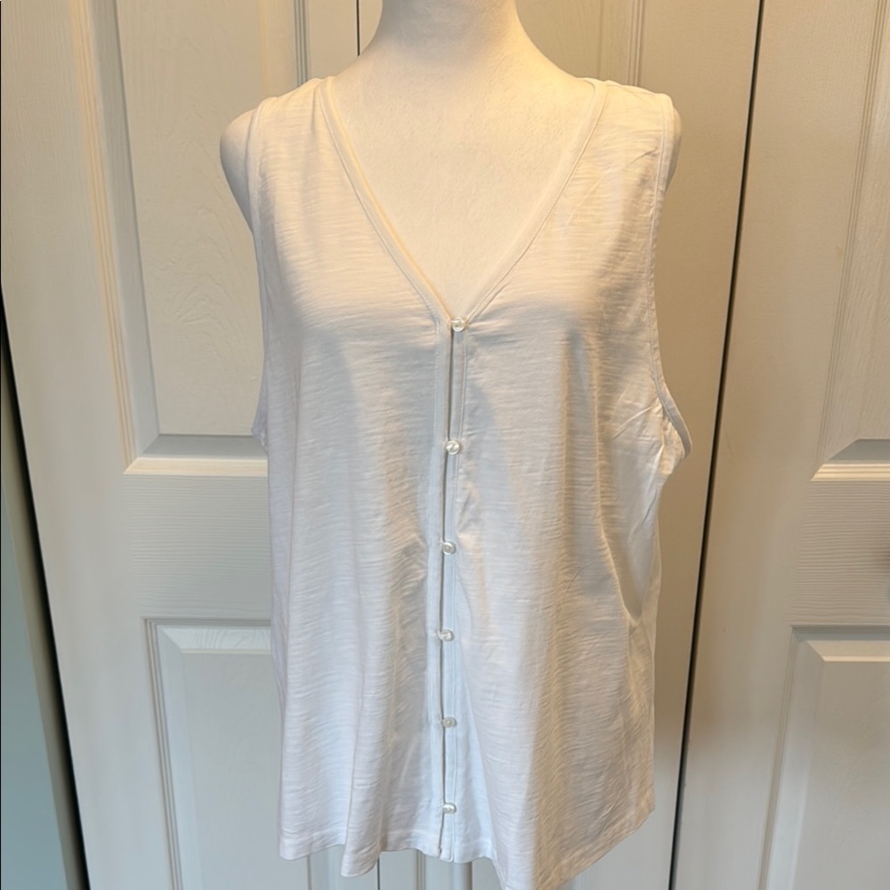 NWOT Lands End White Sleeveless Button-Up Top Size 1X